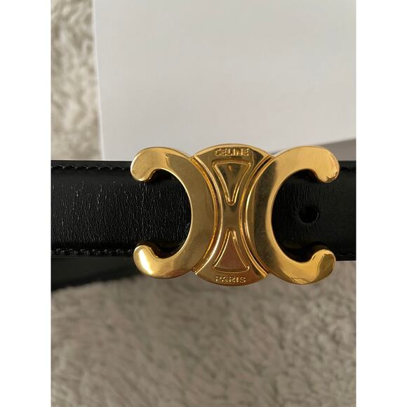 Authentic Black Celine Belt with Gold Buckle - Picture 6 of 7